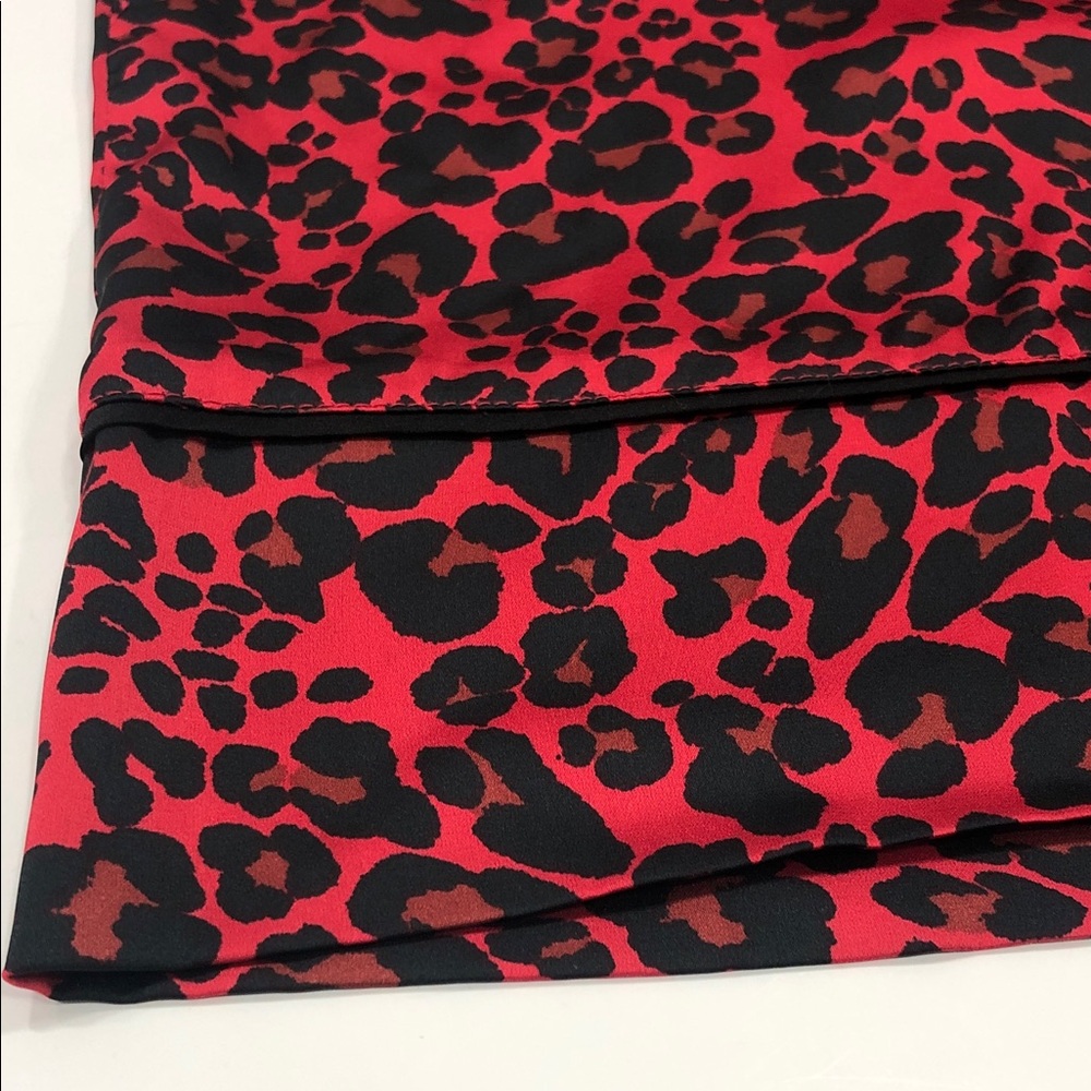 Primark Red & Black Leopard Print Satin Pajama Set | Top L, Pants M - Picture 10 of 14